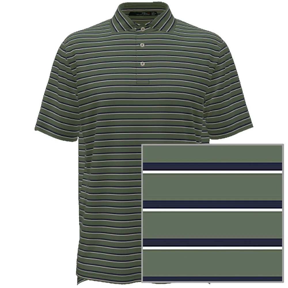 RLX Ralph Lauren Mens Golf Polo Shirt Striped Green Navy Short Sleeve Size M New